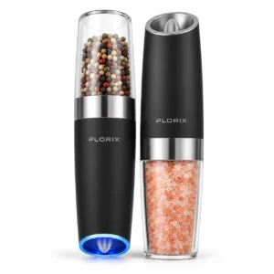 Plorix | Gravity Electric Salt & Pepper Grinder Set with LED (2 Pack)