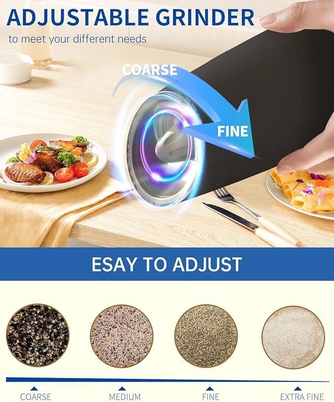 Gravity Electric Salt & Pepper Grinder Set with LED (2 Pack) - Image 2