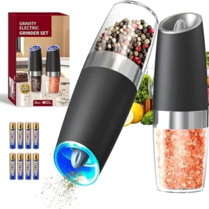 Gravity Electric Salt & Pepper Grinder Set with LED (2 Pack)