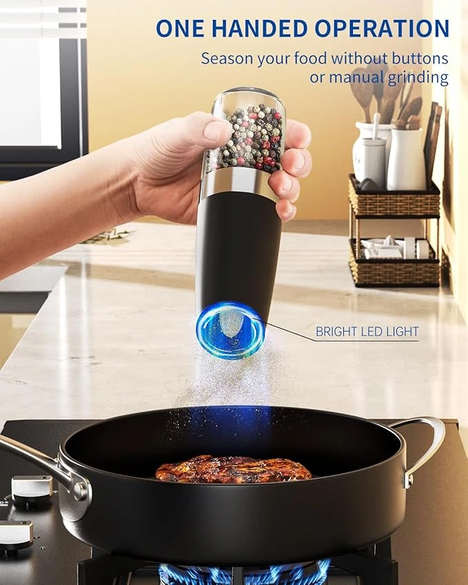 Gravity Electric Salt & Pepper Grinder Set with LED (2 Pack) - Image 4