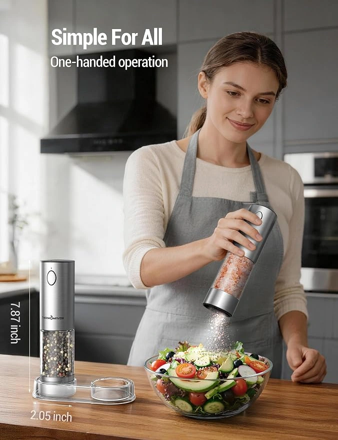 Rechargeable Electric Salt & Pepper Grinder Set (110ml, 2-Pack) - Image 2