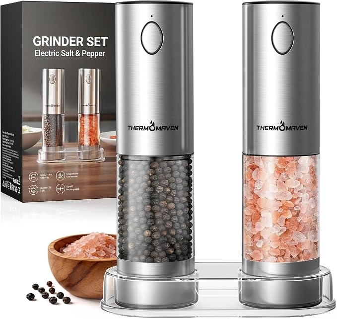 Rechargeable Electric Salt & Pepper Grinder Set (110ml, 2-Pack)
