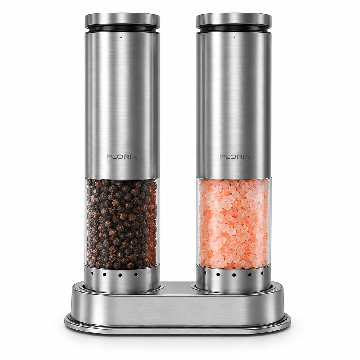 Plorix | Rechargeable Electric Salt & Pepper Grinder Set with Charging Base